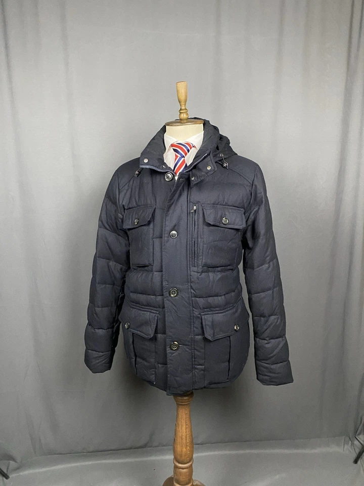 Chaqueta de abrigo parka acolchada de lana aislada negra Hackett para hombre ... - Imagen 2 de 4