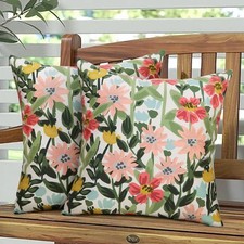 Outdoor Pillows Cover Pack of 2 Floral Waterproof Throw Pillow Covers 18X18 inch