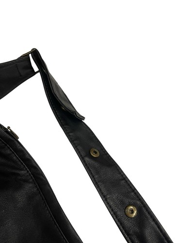 Sash Bag Faux Leather Black Tan Reversible pockets storage travel - Picture 3 of 10