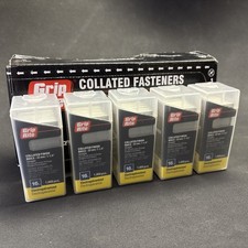 LOT OF 5 Grip Rite 1-1/4" Straight 16 GA Electrogalvanized Collated Nails 5000
