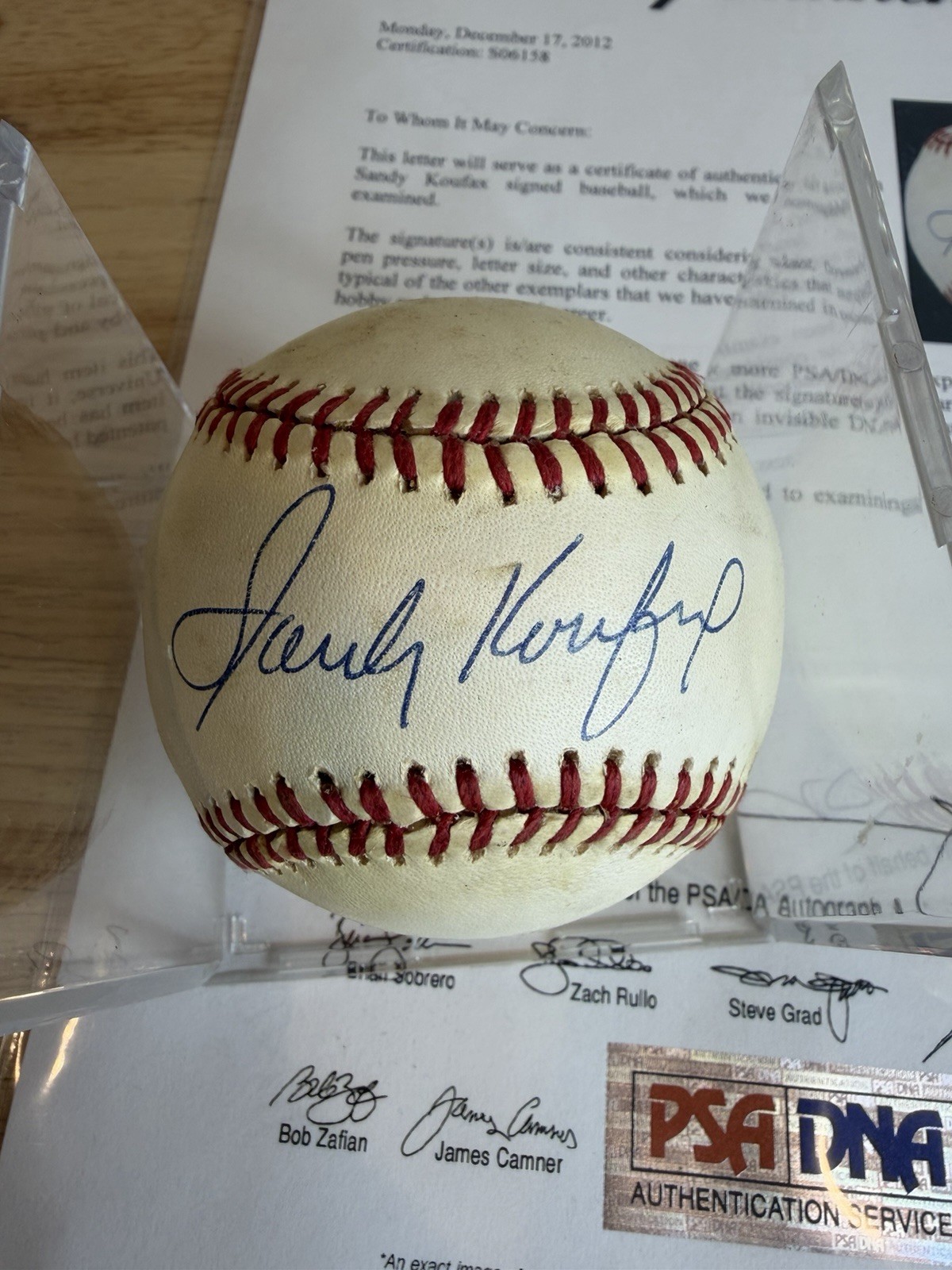 Sandy Colfax Signed Autographed PSA Major League Baseball Ball-R51-240 view 2
