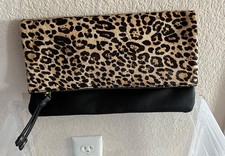 Marlena Leopard Foldover Clutch by Sole Society Calf Hair