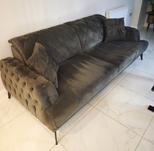 Danetti 3-Seater Sofa Grey Velvet Luxurious Fabulous Condition