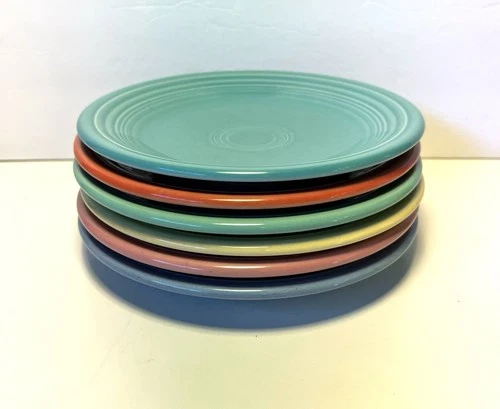 Set of 6 Fiesta Fiestaware bistro 7.25" inch salad plates VARIETY OF COLORS VG