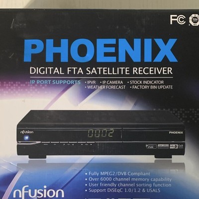 Nfusion Phoenix Digital/Analog FTA Satellite Receiver, IPVR, USB, 576i, Black