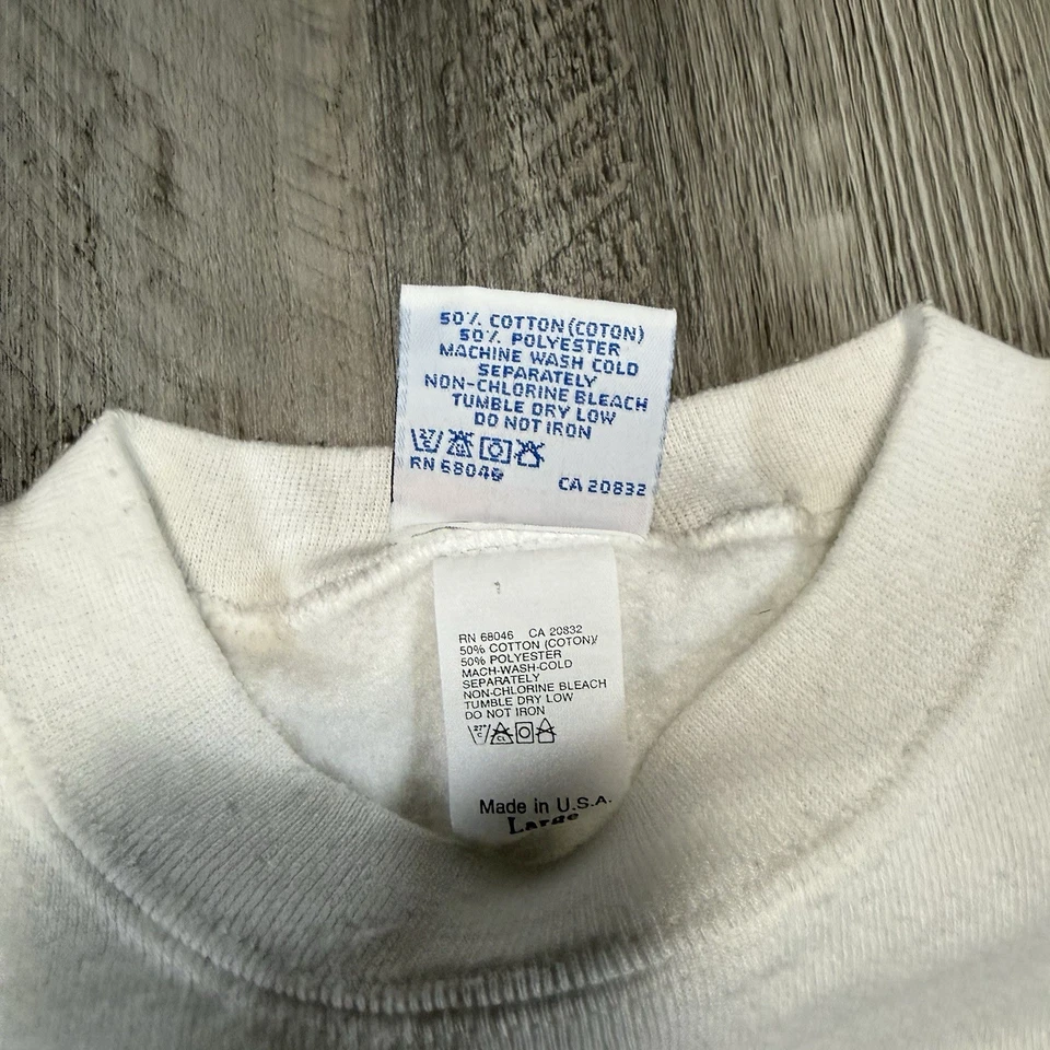 Vintage 80s Absolutely Active White Blank Crewneck Sweatshirt Men’s M/L USA - Image 3 of 4