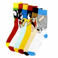 Looney Tunes Characters Adult Casual Crew Socks, 6-Pack, Size 6-12