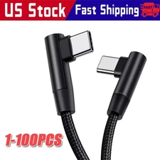 90 Degree Angle USB-C to USB-C Charger Cable Fast Charging Type Sync Cord Lot
