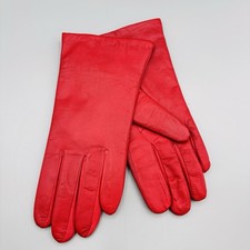 Aris WOMENS Red Leather Gloves Thinsulate Lined Size 8 Unworn Mid Length VTG