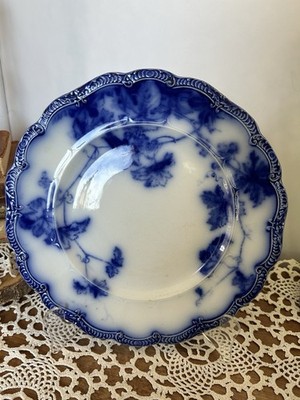 Antique Ridgeway Lonsdale Flow Blue Plate 1902 England 10  Floral Transferware