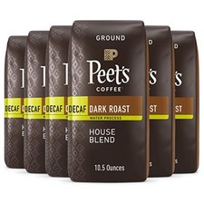 Peet's Coffee, Dark Roast Ground Coffee Decaf House Blend 63 Ounces