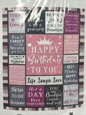 Birthday Blanket Gift  Happy Birthday To You  50"x60" Multicolor With Pink