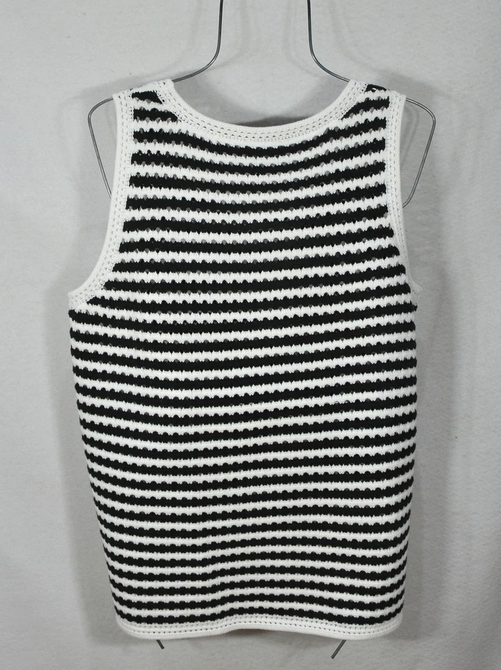 Ninety Women’s Sweater Vest 3X Black White Stripe Knit Sleeveless Tank Top NWT - Image 3 of 4