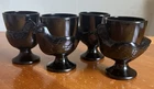 Vintage Black Milk Glass French "France" Egg Cups, Set of 4 -- 100% to Charity