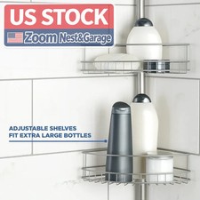US Stock Mainstays 4 Tier Tension Pole Shower Caddy 3 Baskets Nickel
