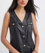 Authentic LUXURY Women's Leather Mini Dress Pure Black Lambskin Pocket Dressess