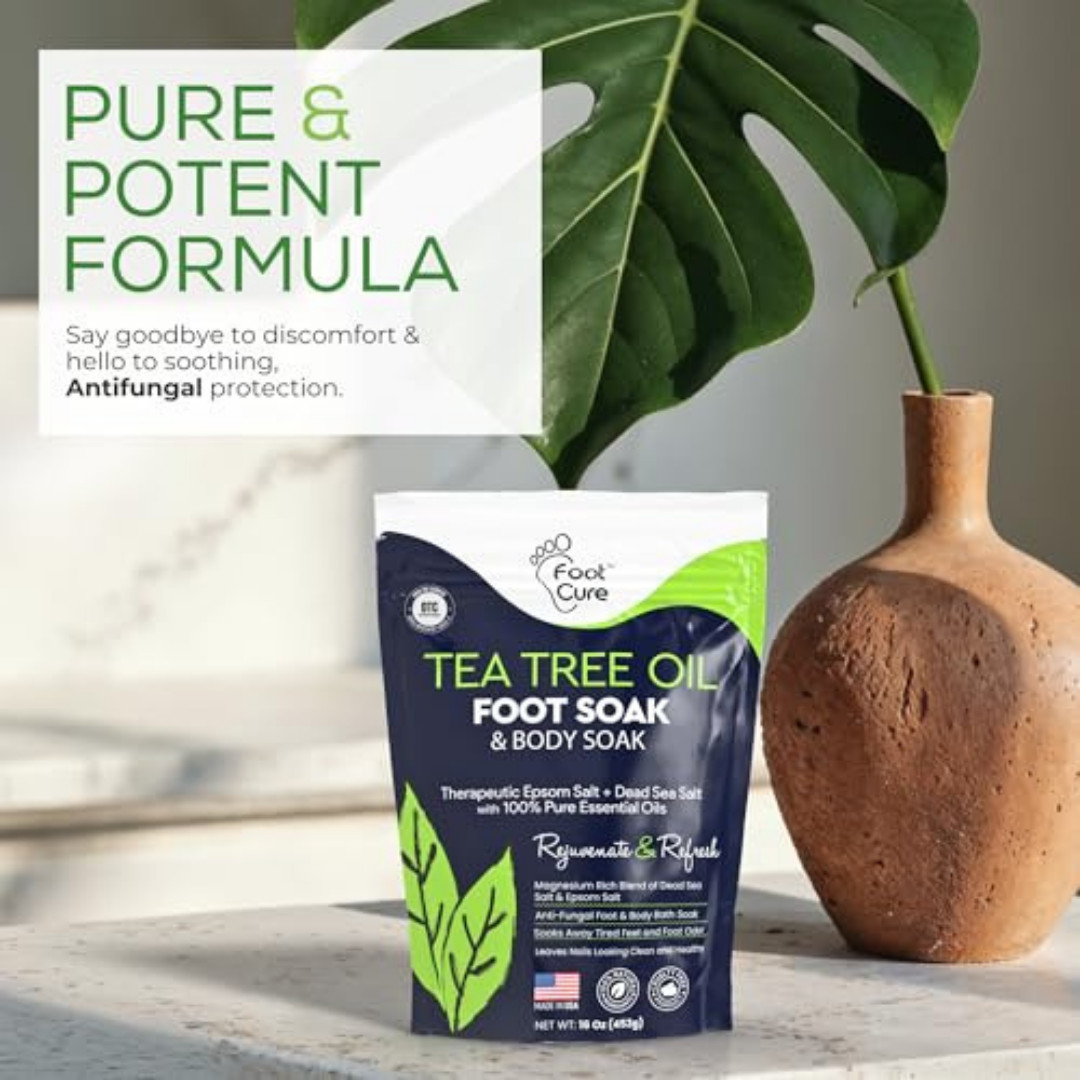 Tea Tree Oil Foot Soak with Epsom Salt - for Toenail Repair, Athletes Foot, Soft