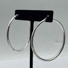 Sterling Silver 925 Black Onyx Ring & Diamond Cut Hoop Earrings Lot 21.3g — photo 3