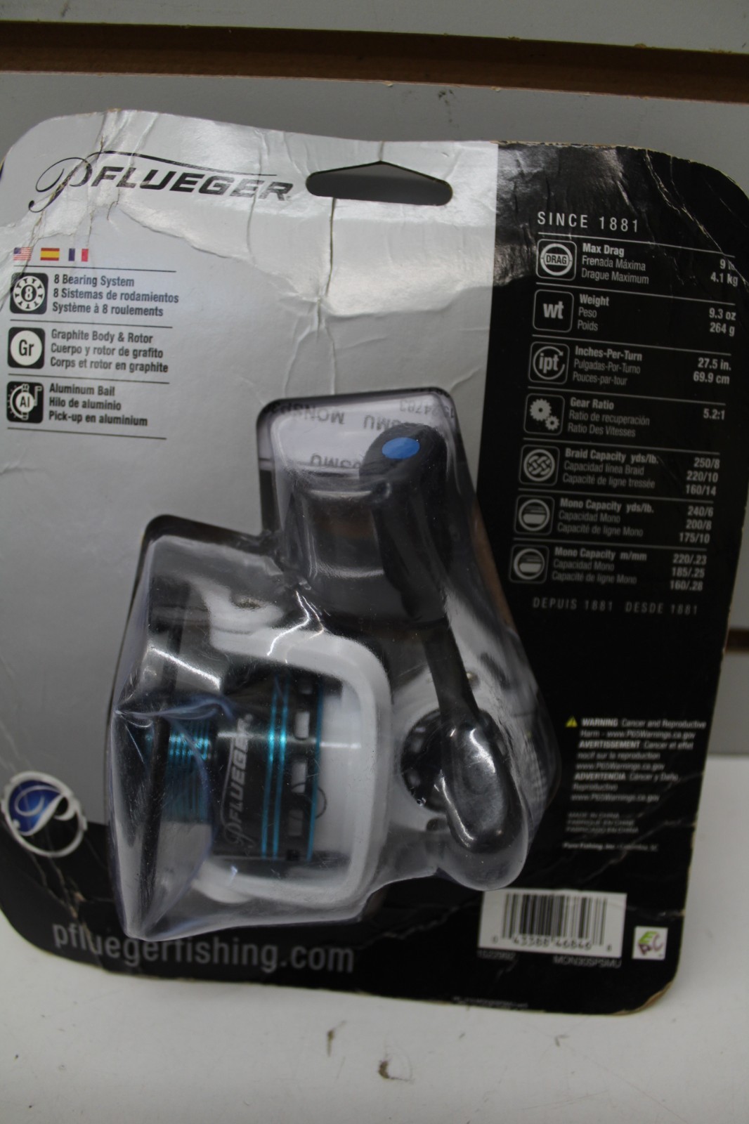 Pflueger Monarch Fishing Reel Mon30SP White/Teal/Black. Spinning NEW FREE SHIP.