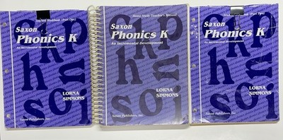 Saxon Phonics K SET student Workbook part 1 & 2 + Teacher's manual kindergarten