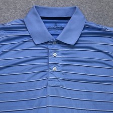 Brooks Brothers Performance Polo Shirt Men's Large Blue Stripe Golf Lightweight