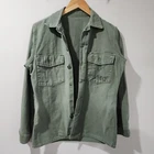 Vintage USMC Shirt Olive Green Cotton Sateen OG 107 Vietnam Military Distressed