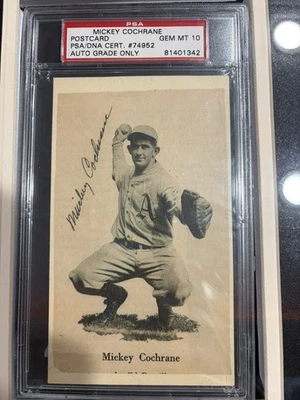 Mickey Cochrane HoF Signed Postcard Auto Autograph PSA DNA 10 - Image 1 of 4