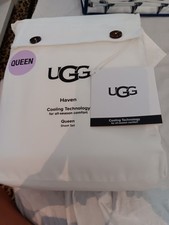 UGG HAVEN SNOW BRIGHT WHITE 4 PIECE QUEEN SHEET SET 100 POLYESTER MSRP 98 NIP 