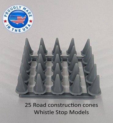 Whistle Stop Models HO2209 HO Road Cones, Resin 3D Printed (25 pcs)