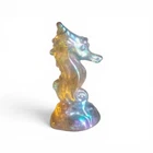 Rare Fenton Seahorse Sea Horse Carnival Glass Figurine Amber Gold Signed