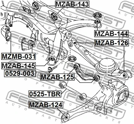 Bucha traseira FEBEST 2007-2018 Mazda CX-9 MZAB-143 - Imagem 2 de 2