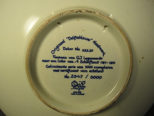 Delft Plate Mulino a vento e barca a vela 7,5" vintage Olanda blu e bianco numerato - Foto 7 di 7