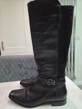 AQUATALIA RUSSEL & BROMLEY UK 6 Black Leather Knee High riding Boots stretch