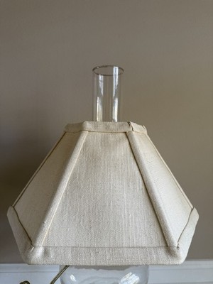 Vintage Farmhouse Hexagon Linen Fabric Hurricane Chimney Lamp Shade 12 