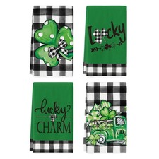 St. Patrick's Day Decoration Shamrocks Lucky Truck Kitchen Dish Towel 4PCS 18x26