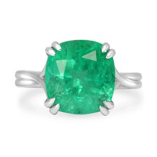 Art Deco 3.90 Ct Natural Emerald Vintage Engagement Ring 925 Sterling Silver