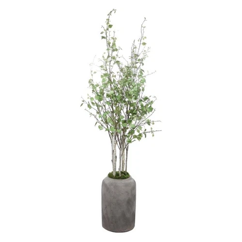 Uttermost Aldis Polyester Fabric and Iron Potted River Birch in Aged Stone - Picture 3 of 5