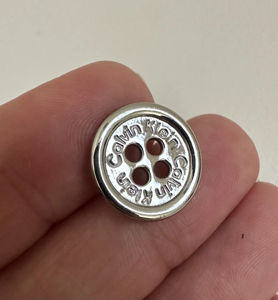 Calvin Klein replacement button silver metal 4-hole set of 5 signature - Image 3 of 4