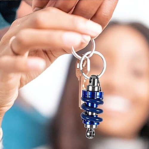 Personaliz Keychain Blue Alloy Adjustable Coilover Spring Shock Absorber Keyring - 第 4/13 張圖片
