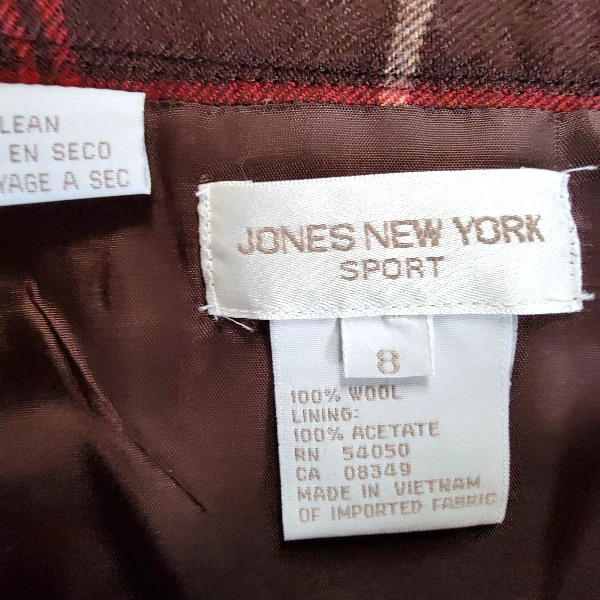 Falda envolvente de lana a cuadros Jones New York Sport para mujer talla 8 EE. UU.-Asimétrica #4133 Foto 3 de 4