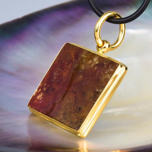 Anhänger Feder Achat Cabochon & Vermeil 18K Vergoldet an Sterling Silber 6.26 G - Bild 6 von 13