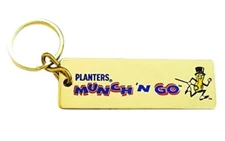 Planters Peanuts Munch And Go Keychain Peanut Man Running Brass Keyring New