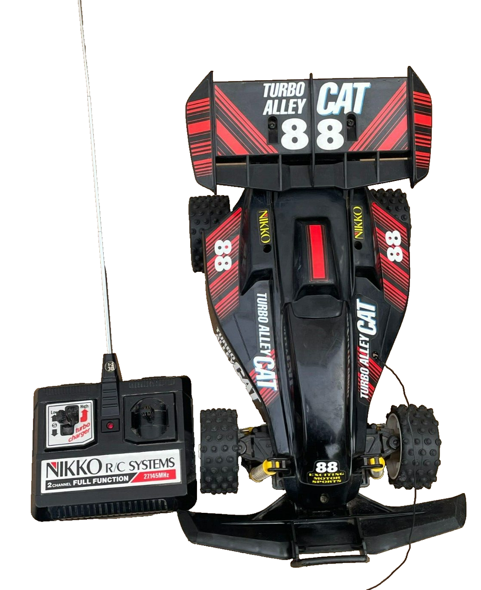 Vintage 80s Nikko Black Turbo Alley CAT 88 RC Car, for Parts or