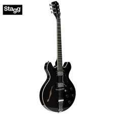 Stagg Silveray 533 Vintage Jazz Semi Hollow Electric Guitar - Gloss Black