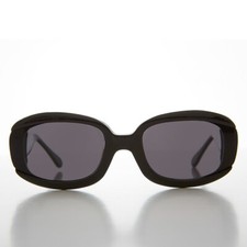 Matte Black Rectangular Mod Style Vintage Sunglass - Blade