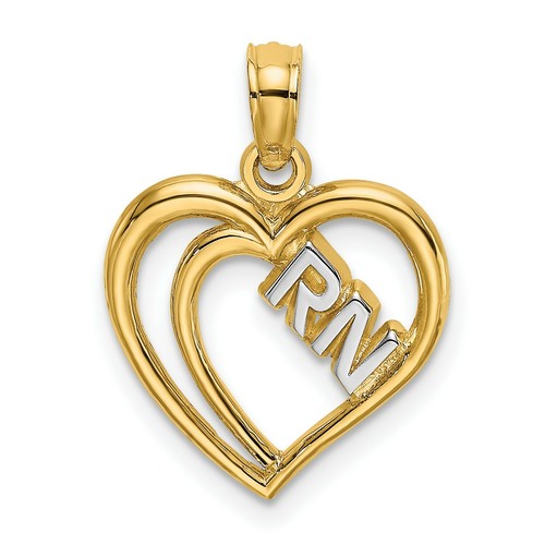 14k Two-Tone Yellow Gold Heart Charm 