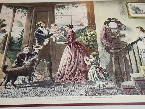The Four Seasons of Life: Middle Age Currier & Ives Framed stone litho C1800's - Picture 17 of 24