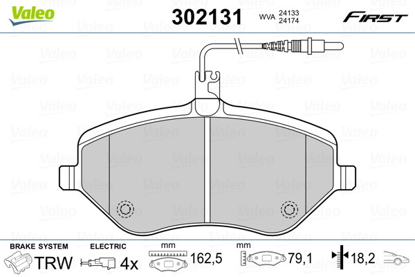 302131 VALEO Brake Pad Set, disc brake for CITROËN,PEUGEOT