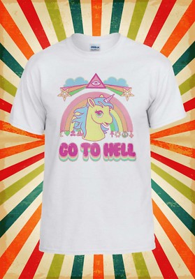 Regenbogen Einhorn Go To Hell Cartoon Männer Frauen Weste Tank Top Unisex T-Shirt 1575