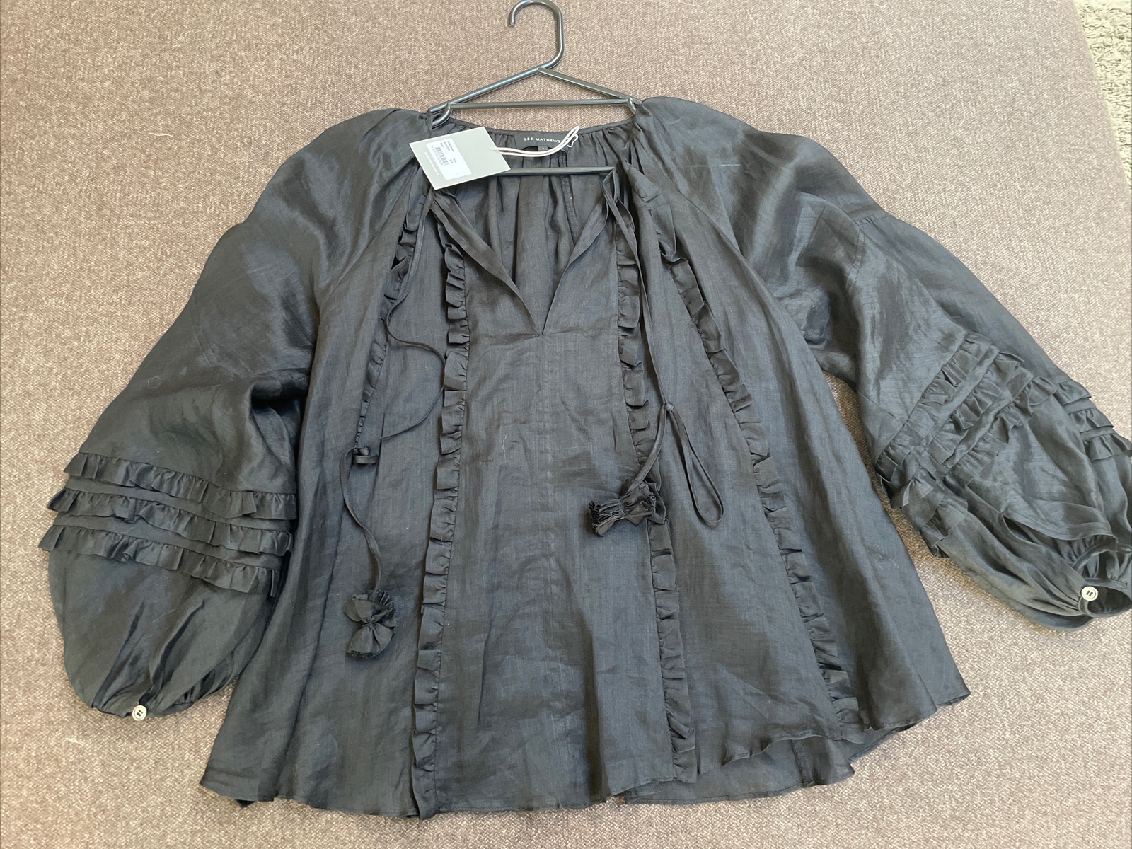 Lee Mathews  black Sofia blouse current season Size 1 But Would Fit Most $529 image 8